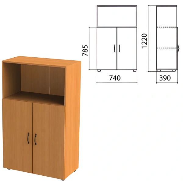 Шкаф полузакрытый "Фея", 740х390х1220мм, цвет орех милан (КОМПЛЕКТ) 980042
