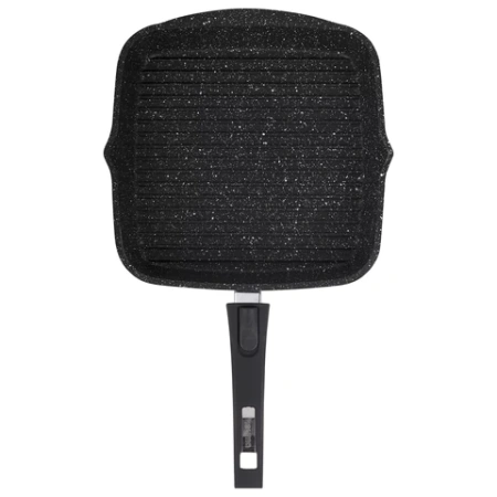 Сковорода ГРИЛЬ квадратная 26 см, съемная soft-touch ручка, крышка, антипригарное покрытие, МЕЧТА "Гранит Black", с066802 700718 - МСК «Форвард»