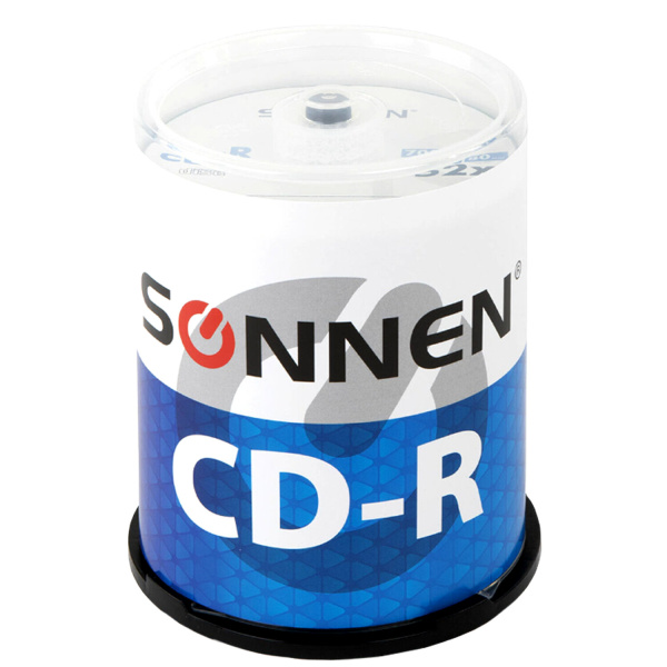 Диски CD-R SONNEN 700Mb 52x Cake Box (упаковка на шпиле) КОМПЛЕКТ 100шт, 513533