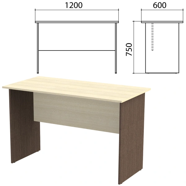 Стол письменный "Канц", 1200х600х750 мм, цвет дуб молочный/венге (КОМПЛЕКТ) 980424