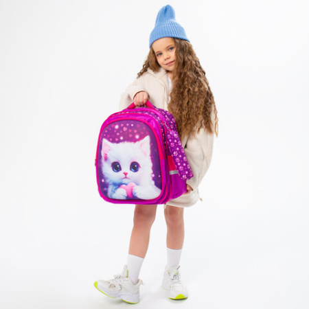 Рюкзак BRAUBERG KIDS MIND с пеналом в комплекте, 2 отделения, "Humble Cat", 40х28х18 см, 273176 - МСК «Форвард»
