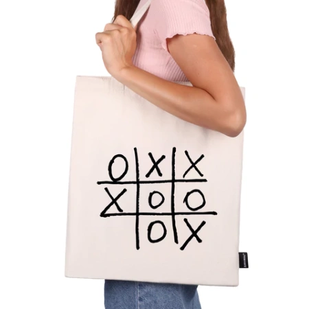 Сумка шоппер BRAUBERG PREMIUM, канвас, 40х35 см, на кнопке, карман, бежевый, "Tic-tac-toe", 271902 - МСК «Форвард»