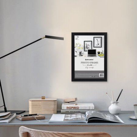 Рамка 21х30 см небьющаяся, аналог IKEA, багет 21 мм, МДФ, BRAUBERG "Idea", черная, 391371 - МСК «Форвард»