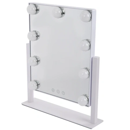 Зеркало для макияжа гримерное с подсветкой, 9 LED-ламп, 3 режима свечения, размер 25х30 см, работа от сети 220 V, цвет белый, BRABIX, 609335 - МСК «Форвард»