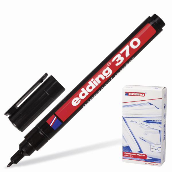 Маркер перманентный (нестираемый) EDDING 370, ЧЕРНЫЙ, круглый наконечник, 1 мм, E-370/1 150711