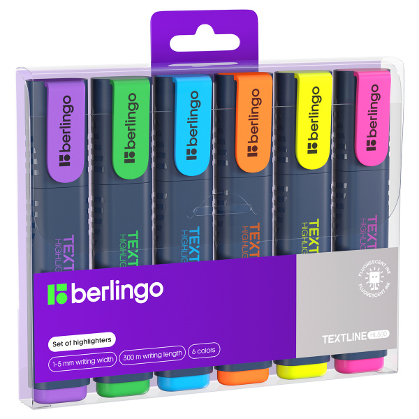 Набор текстовыделителей Berlingo "Textline HL500" 06цв., 1-5мм, чехол с европодвесом T7030 241044