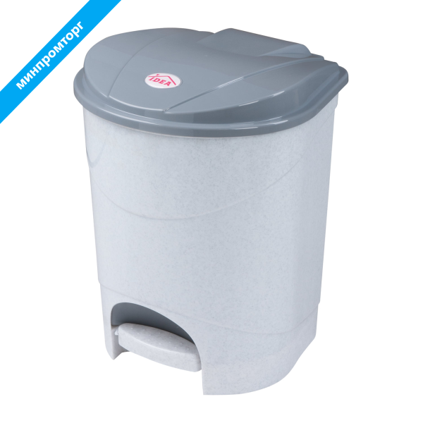 Ведро-контейнер 11л С КРЫШКОЙ И ПЕДАЛЬЮ, для мусора, (в33*ш26*г27см), серое, IDEA, М2891 601031
