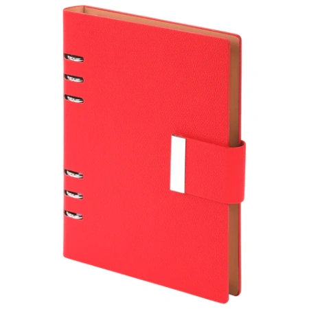 Ежедневник на кольцах в наборе с ручкой А5, 165x229 мм, BRAUBERG "Lux", под кожу, 100 листов, красный, 116857 - МСК «Форвард»