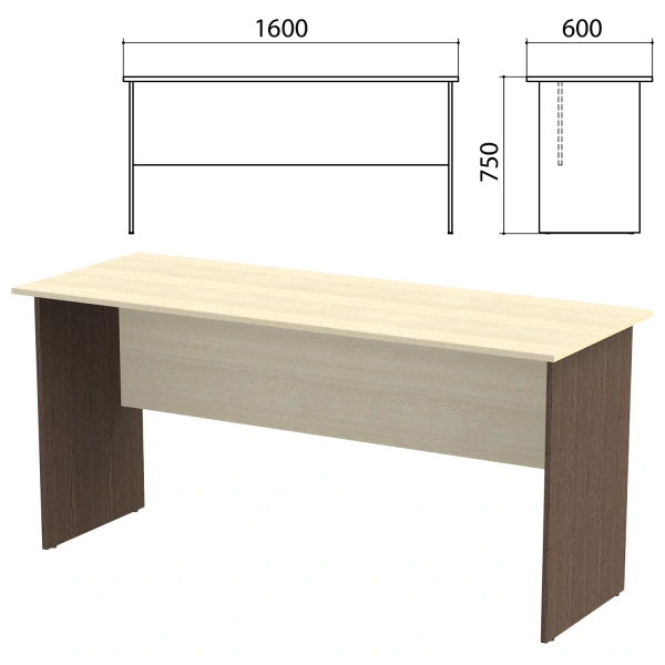 Стол письменный "Канц", 1600х600х750 мм, цвет дуб молочный/венге (КОМПЛЕКТ) 980432