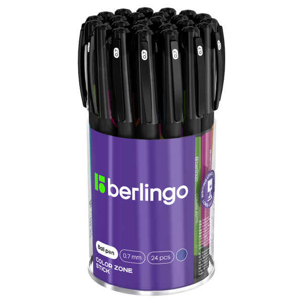 Ручка шариковая маслянная Berlingo "Color Zone stick" синяя, 0,7мм, прорезиненный корпус ассорти игольчатая  CBp_70950 285411 - МСК «Форвард»