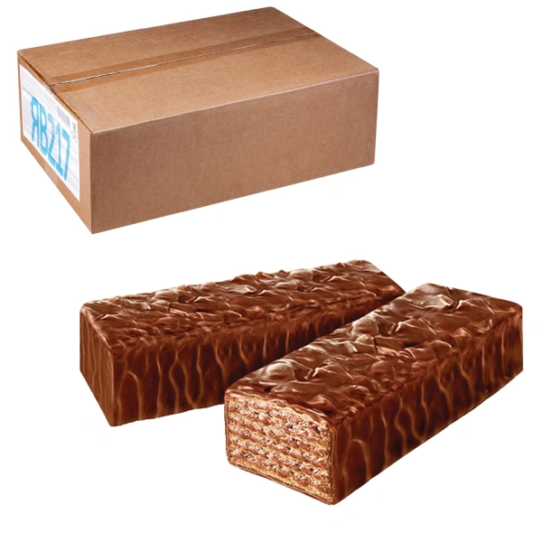 Вафли ЯШКИНО "Глазированные с орешками" с начинкой из какао и дробл. фундука, гофрокороб 4 кг, 34305 620954