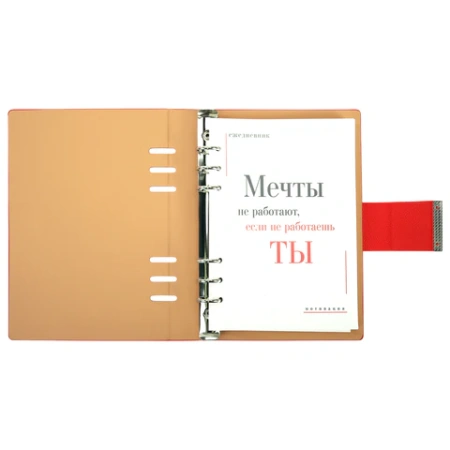 Ежедневник на кольцах в наборе с ручкой А5, 165x229 мм, BRAUBERG "Lux", под кожу, 100 листов, красный, 116857 - МСК «Форвард»