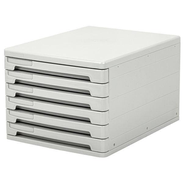 Блок из 6 закрытых лотков для бумаги, настольный ERICH KRAUSE, А4+, 210*270*365мм, серый, 63 231900