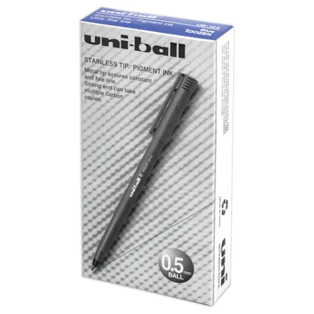 Ручка-роллер Uni-Ball II Micro, СИНЯЯ, корпус черный, узел 0,5 мм, линия 0,24 мм, UB-104 Blue 144114 - МСК «Форвард»