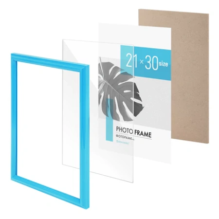 Рамка 21х30 см небьющаяся, багет 17,5 мм, пластик, BRAUBERG "Colorful", голубая, 391238 - МСК «Форвард»