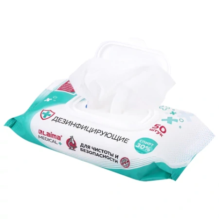 Дезинфицирующие салфетки спиртовые (30%), для любых поверхностей, 50 шт., LAIMA MEDICAL, 608765 ЧЕСТНЫЙ ЗНАК! - МСК «Форвард»