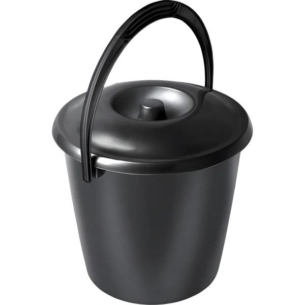 Ведро с крышкой Martika Соло 10 л пластик чёрное С462К 1650330 - МСК «Форвард»