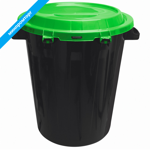 Контейнер 90 литров для мусора, БАК+КРЫШКА, (высота 64*диаметр 60см), M2394/АССОРТИ, IDEA, 2 места  602309