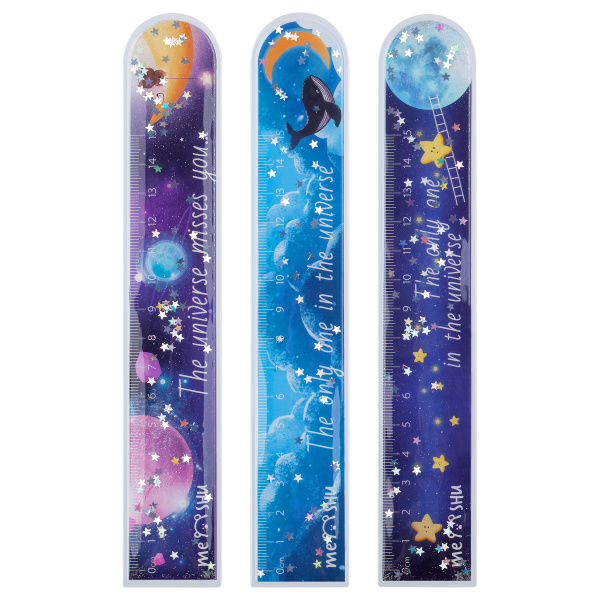 Линейка 15см MESHU "Universe" ПВХ с блестками, ассорти, европодвес MS_64224 376034 - МСК «Форвард»
