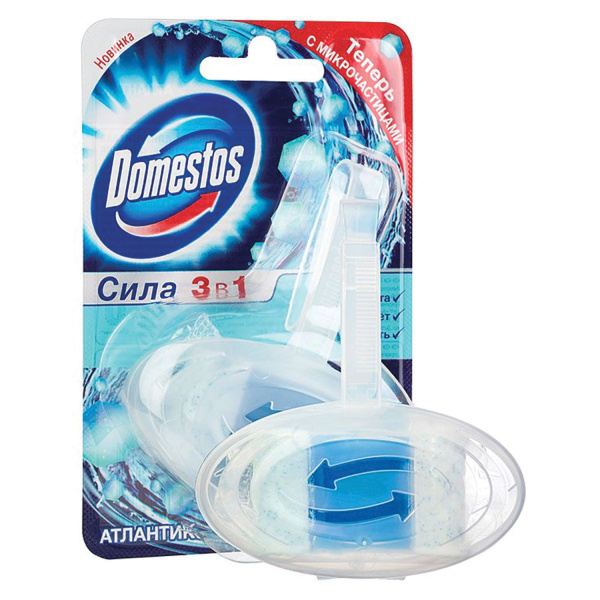 Блок туалетный подвесной твердый 40г DOMESTOS (Доместос) "Атлантик", основной блок, 602271