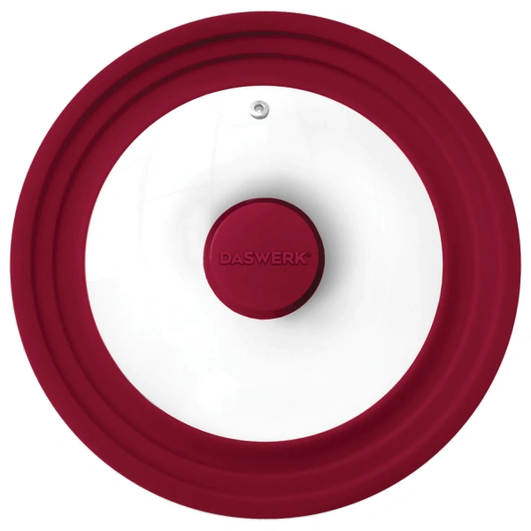 Крышка для любой сковороды и кастрюли универсальная 3 размера (22-24-26см) бордовая, DASWERK, 607587