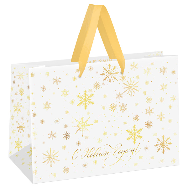 Пакет-коробка подарочный 27*20*13см MESHU "Gold snowflake", фольга, матовая ламинация MS_66259 382400 - МСК «Форвард»