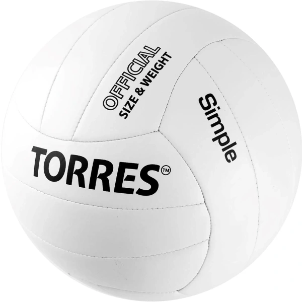 Мяч волейбольный Torres Simple V32105 №5 белый/чёрный  синтетическая кожа. машинная сшивка V32105 2009729 под заказ 8 дней - МСК «Форвард»
