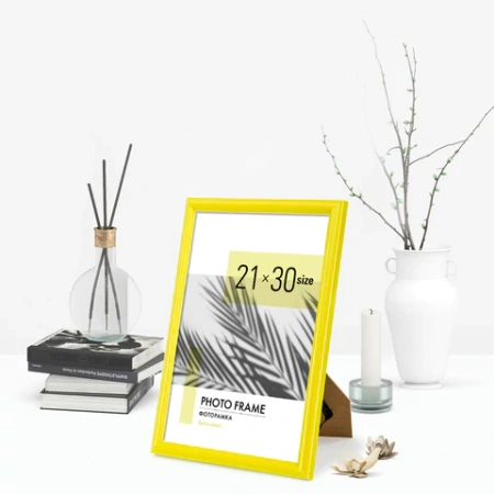 Рамка 21х30 см небьющаяся, багет 17,5 мм, пластик, BRAUBERG "Colorful", желтая, 391246 - МСК «Форвард»