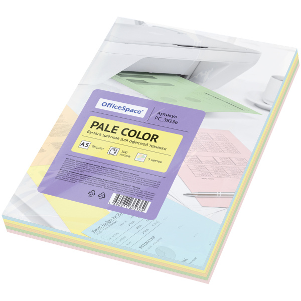 Бумага цветная OfficeSpace "Пастель", А5, 80г/м2, 100л., (5 цветов) PC_38236 315733 - МСК «Форвард»