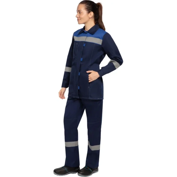 Костюм рабочий летний женский л20-КБР с СОП синий/васильковый (размер 104-108 (52-54), рост 158-164) 1583174 минпромторг - МСК «Форвард»