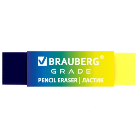 Ластик полупрозрачный BRAUBERG "Grade", 60x15x10 мм, картонный держатель, цвет ассорти, 271997 - МСК «Форвард»
