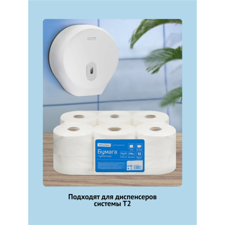 Бумага туалетная 170м OfficeClean Professional(T2), КОМПЛЕКТ 12штук 2-слойная, белая 244819/50202405 244819 - МСК «Форвард»