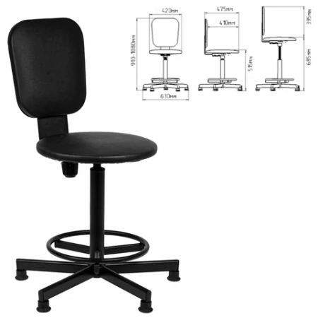 Стул кресло кассира, ресепшен РС37, на винте, без подлокотников, кожзам, черное 532040 - МСК «Форвард»