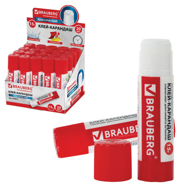 Клей-карандаш BRAUBERG 15 г, 220870