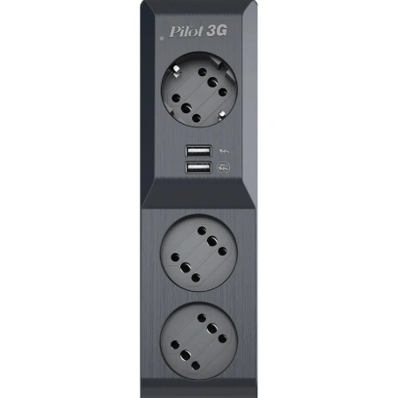 Сетевой фильтр ZIS Pilot 3G на 3 розетки (3 евро+2 USB) 3 метра черный 1412404 - МСК «Форвард»