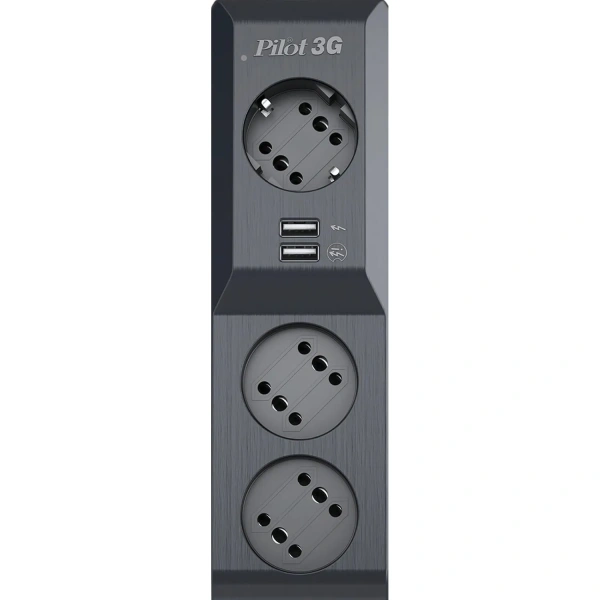 Сетевой фильтр ZIS Pilot 3G на 3 розетки (3 евро+2 USB) 3 метра черный 1412404 - МСК «Форвард»