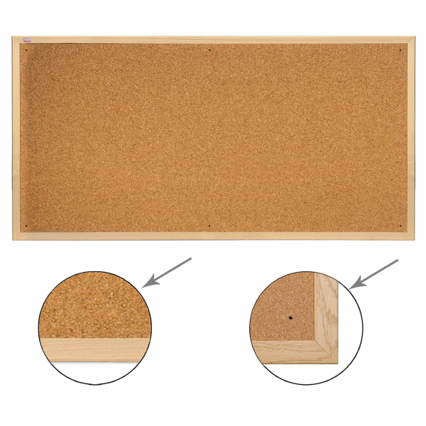 Доска пробковая для объявлений 100x200см, коричневая рамка из МДФ, 2х3 OFFICE, (Польша), TC1020 236534