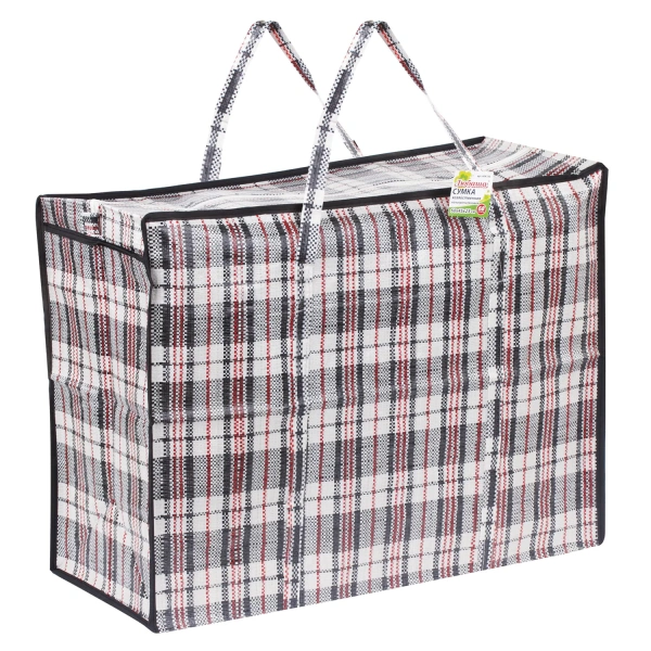 Сумка-баул хозяйственная, полипропилен, 60*45*25см,68 литров, черно-красная, 150г/м2, ЛЮБАША, 604700