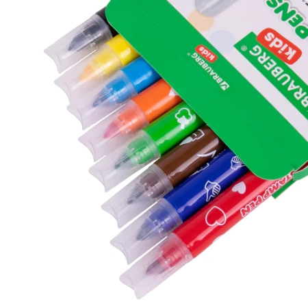 Фломастеры-штампы двусторонние "FUNNY STAMPS", 8 цветов, BRAUBERG KIDS, картонная коробка с европодвесом, 152179 - МСК «Форвард»