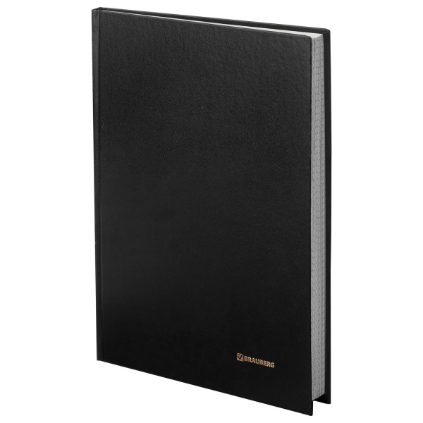 Книга учета 96л, клетка, твердая, бумвинил, блок офсет, А4 (200х290мм), BRAUBERG, черная, 130223