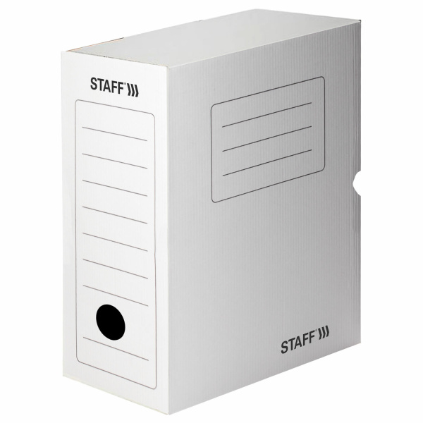 Короб архивный с клапаном А4 (260х325мм), 150мм, до 1400л, микрогофрокартон, БЕЛЫЙ, STAFF, 128866