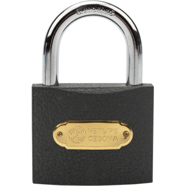 Замок навесной, ширина 60мм, чугун, дужка d-8,4мм, английский, 3 ключа, ЧЕТЫРЕ СЕЗОНА, в блистере 671002