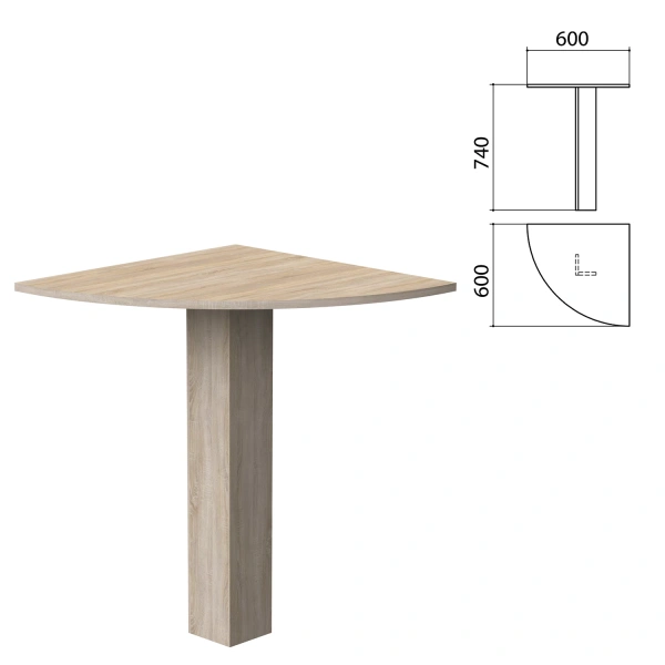 Стол приставной угловой "Бюджет" (ш600*г600*в740 мм), дуб сонома 091, 402664, 402664-091  641839