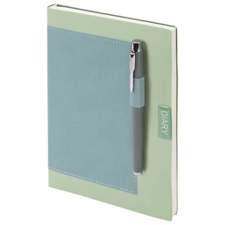 Ежедневник в наборе с ручкой А5, 144x210 мм, BRAUBERG "Style" под кожу, 160 листов, зелёный, 116863 - МСК «Форвард»