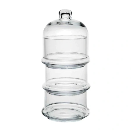 Менажница этажерка с крышкой, 3 емкости, высота 222 мм, стекло, PASABAHCE "VILLA PATISSERIE", фирменная подарочная упаковка, 96986 700580 - МСК «Форвард»