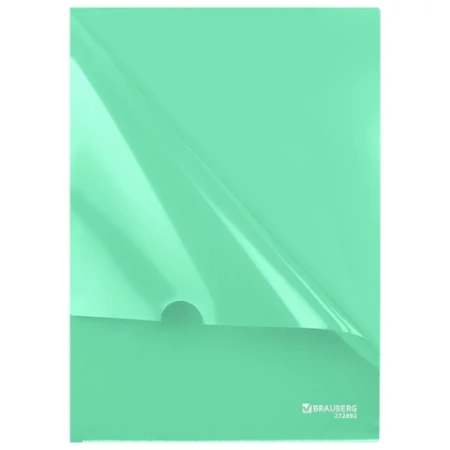 Папка-уголок жесткая, непрозрачная, А4, цвет мятный, 0,15 мм, BRAUBERG PASTEL, 272892 - МСК «Форвард»