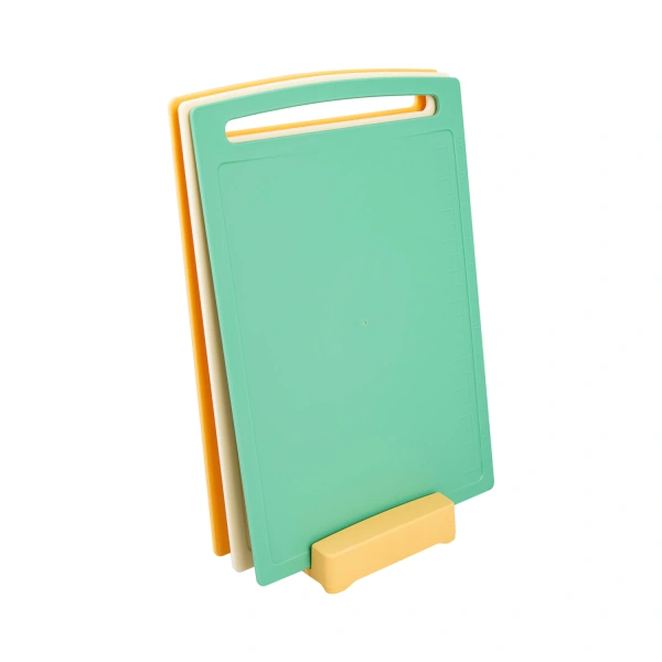 Доска разделочная пластиковая КОМПЛЕКТ 3шт с подставкой, 29х20х4см, цвет микс, 30803 433080300 608200