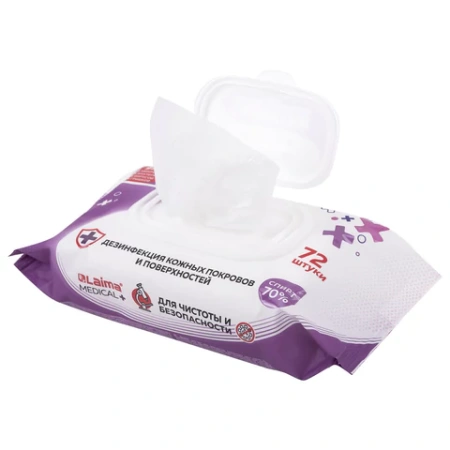 Дезинфицирующие салфетки спиртовые (70%), для рук и любых поверхностей, 72 шт., LAIMA MEDICAL, 608766 Честный знак! - МСК «Форвард»