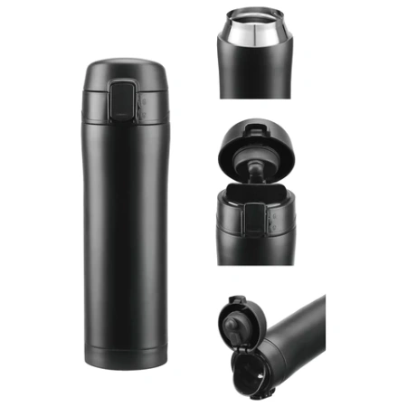 Термокружка 470 мл из нержавеющей стали SUS304, безграничный черный матовый, LAIMA, 608080 - МСК «Форвард»