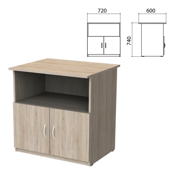 Тумба для оргтехники "Бюджет" (ш720*г600*в740 мм), 2 двери, дуб сонома 091, 402658, 402658 641845